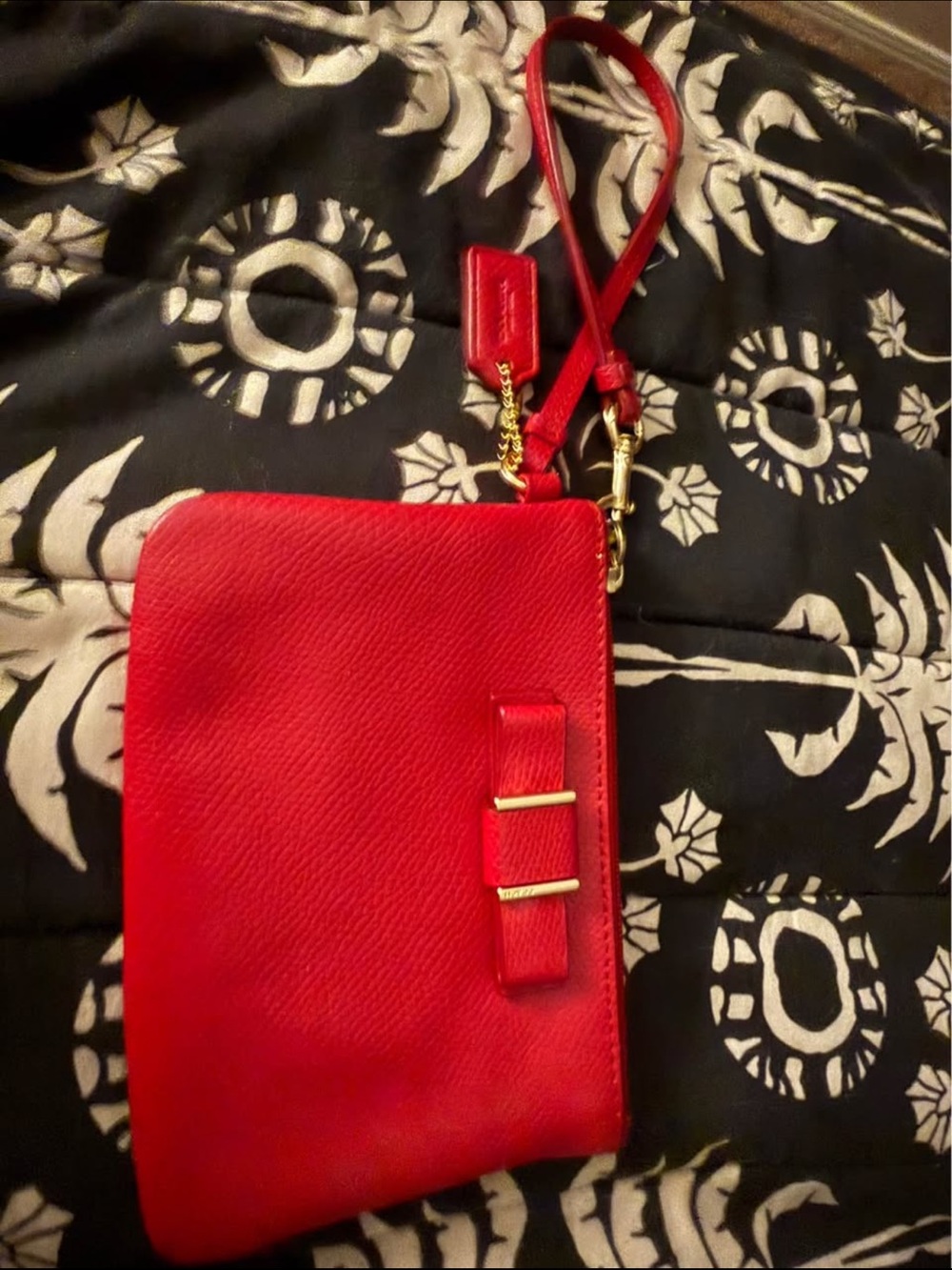 Coach Red Leather Wristlet with Gold Hardware